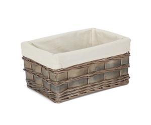Red Hamper St073W/2 Wicker Medium Grey Scandi Storage Basket With White Lining
