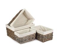 Red Hamper St073W Wicker Set Of 4 Grey Scandi Storage Basket With White Lining