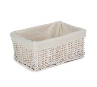 Red Hamper St074W/2 Wicker Medium White Wash Storage Basket With White Lining