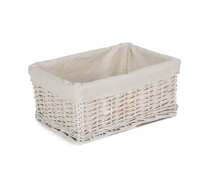 Red Hamper St074W/2 Wicker Medium White Wash Storage Basket With White Lining