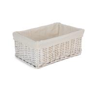 Red Hamper St074W/3 Wicker Large White Wash Storage Basket With White Lining