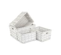 Red Hamper St079 Wicker Set Of 4 Unlined White Scandi Storage Basket