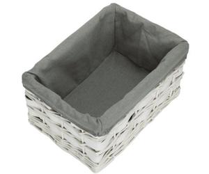 Red Hamper St079Gry/2 Medium White Grey Linedscandi Storage Basket With Grey Lining