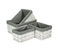 Red Hamper St079Gry Set Of 4 White Grey Linedscandi Storage Basket With Grey Lining