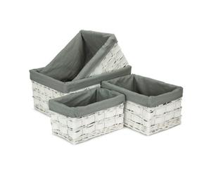 Red Hamper St079Gry Set Of 4 White Grey Linedscandi Storage Basket With Grey Lining