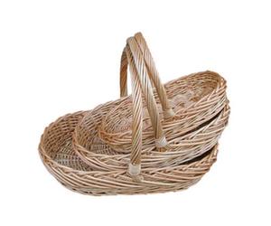 Red Hamper T001/home Wicker Set Of 3 Oval Buff Garden Trug