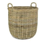 Red Hamper Tall Round Fireside Grey Rattan Log Basket - Brown - Large