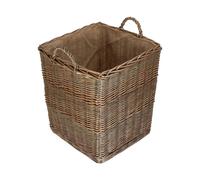 Red Hamper Tall Square Lined Wicker Log Basket With Hessian Lining in Brown | Size: Large Red Hamper Brown Large