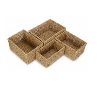 Red Hamper Thatch Grass Woven Storage Basket - Set of 4