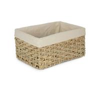 Red Hamper Thatch Grass Woven Storage Basket with White Cotton Lining - Medium
