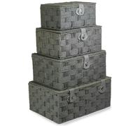 Red Hamper Twisted Grey Paper Rope Storage Basket - Set of 4