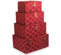 Red Hamper Twisted Red Paper Rope Storage Basket - Set of 4