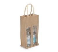 Red Hamper Two Bottle Jute Carring Bag With Rope Handles