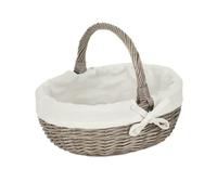 Red Hamper Unlined Antique Wash Wicker Bathroom Shopping Basket - Large