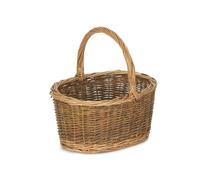 Red Hamper Unlined Country Oval Wicker Shopping Basket - Small