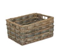 Wicker Unlined Grey Scandi Storage Basket Red Hamper Grey L