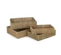 Red Hamper Unlined Rectangular Seagrass Serving Trays - Set of 4