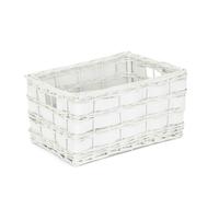 Wicker Unlined White Scandi Storage Basket Red Hamper White M