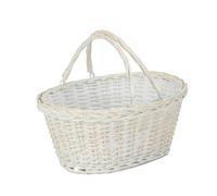 Red Hamper Unlined Whitewash Swing Handle Wicker Shopping Basket - Medium