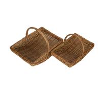 Wicker Full Unpeeled Set of 2 Garden Trugs Red Hamper Brown One Size