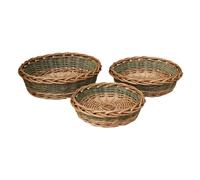 Red Hamper Unpeeled Willow Round Wicker Tray - Set of 3