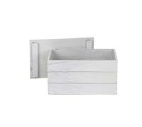 Red Hamper Vintage Effect Heart Cut Handle Lidded Wooden Storage Box - Small