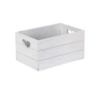 Red Hamper Vintage Effect Heart Cut Handle Wooden Storage Crate in Grey | Size: Small Red Hamper Grey S