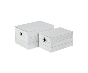 Red Hamper Vintage Effect Star Cut Wooden Storage Box - Full Set