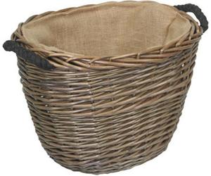 Red Hamper W039 Wicker Small Oval Hessian Lined Log Basket