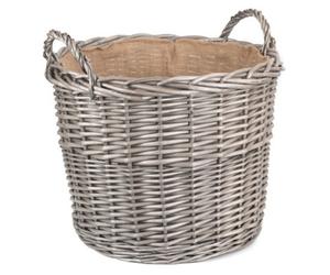Red Hamper W054 Wicker Extra Large Antique Wash Finish Lined Log Baskets