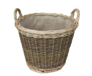 Red Hamper W056 Wicker Small Unpeeled Hessian Lined Log Basket