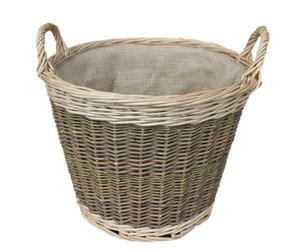 Red Hamper W057 Wicker Large Unpeeled Hessian Lined Log Basket