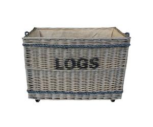 Red Hamper W060Wheeled Wicker Jumbo Log Basket On Wheels