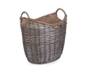 Red Hamper W062 Wicker Medium Scoop Neck Antique Wash Hessian Lined Log Basket