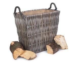 Red Hamper W064 Wicker Small Grey Rectangular Log Basket