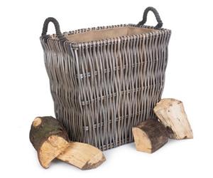 Red Hamper W065 Wicker Large Grey Rectangular Log Basket