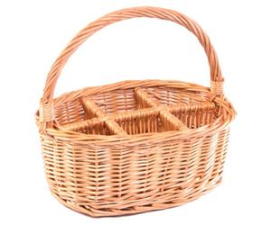 Red Hamper Wb005/home Wicker Oval Glass Or Cutlery Drinks Basket 6 Partition