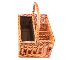Red Hamper Wb007/home Wicker 3 Bottle With Green Lining Picnic Basket