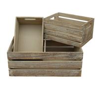 Red Hamper Wb017-018 Wood Set Of 3 Oak Effect Wooden Open Top Storage