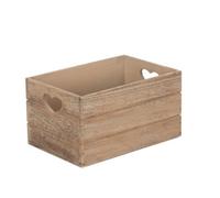 Red Hamper Wb022 Wood Small Oak Effect Heart Cut Handle Wooden Storage Crate