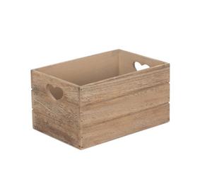 Red Hamper Wb022 Wood Small Oak Effect Heart Cut Handle Wooden Storage Crate