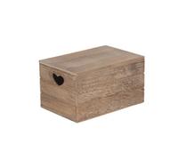 Red Hamper Wb022L Wood Small Oak Effect Heart Cut Handle Wooden Lidded Storage Box