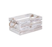 Red Hamper Wb061 Wood Small Distressed White Rope Handled Wooden Crate