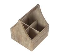 Oak Effect Wooden Square 4 Section Cutlery Holder Red Hamper Brown One Size