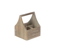 Red Hamper Wb082 Oak Effect Wooden Square 4 Section Cutlery Holder