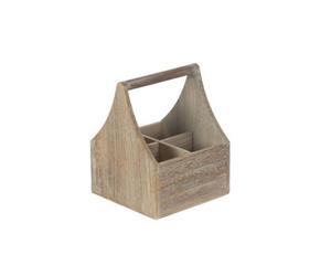 Red Hamper Wb082 Oak Effect Wooden Square 4 Section Cutlery Holder