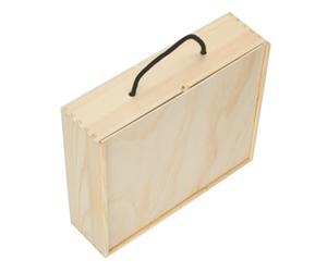 Red Hamper Wb091W 3 Bottle Pinewood Carry Case With Solid Lid