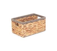 Red Hamper Wh019/1 Small Water Hyacinth With Grey Rope Border Rectangular Storage Basket
