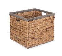 Red Hamper Wh020/1 Small Square Water Hyacinth With Grey Rope Border Storage Basket