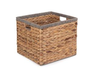 Red Hamper Wh020/1 Small Square Water Hyacinth With Grey Rope Border Storage Basket